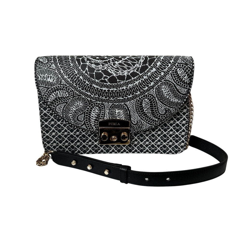 Furla Black and White Crossbody Bag